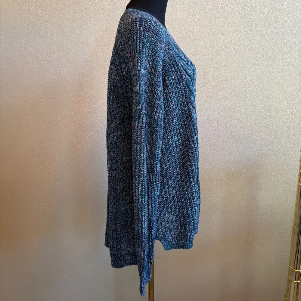 Faded Glory Womens SZ XXL (20) Cable Knit Sweater Antique Teal Blue Cotton Blend